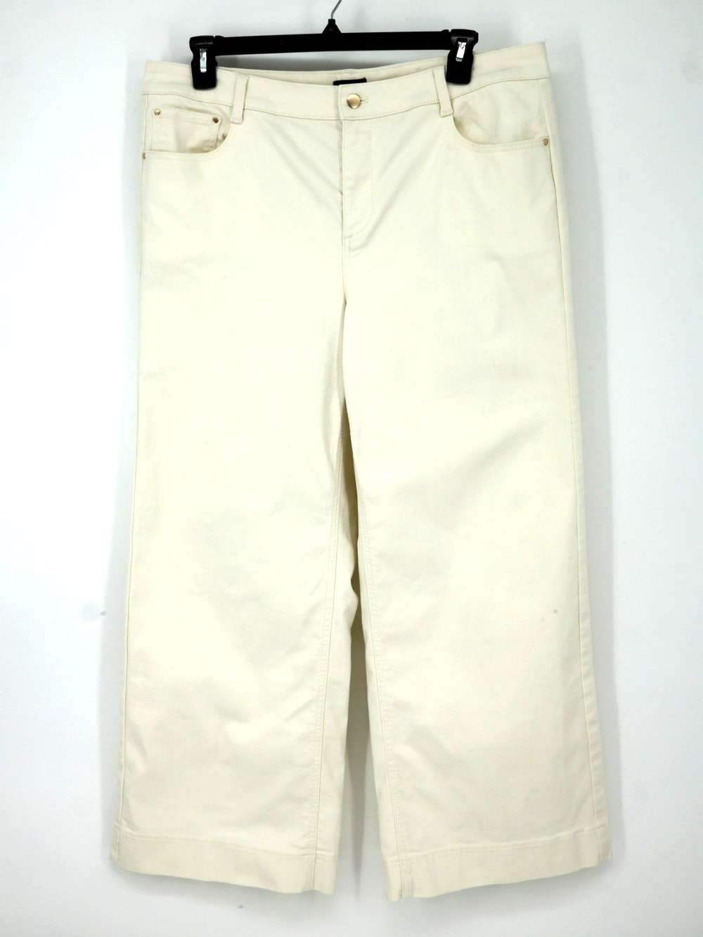 Talbots Jeans Plus Size 16W Ivory Wide Leg Stretch Denim High Rise 5 Pocket